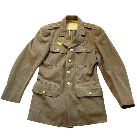 Vintage WWII Wool US Airforce Military Blazer Jacket Men's Olive Green Retro